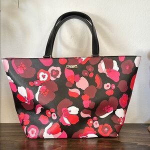 Kate Spade Black and Pink Floral Tote